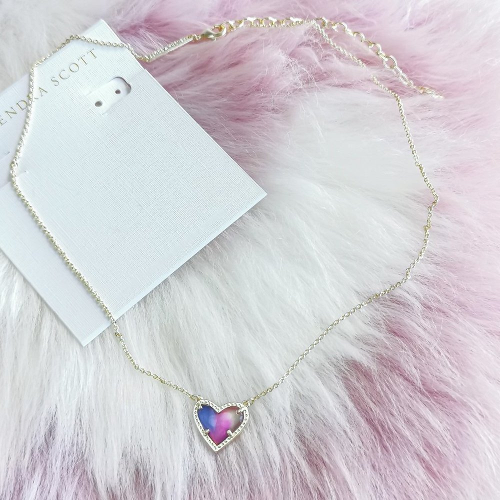 Gold Ari Heart Watercolor Illusion Necklace - Picture 2 of 3